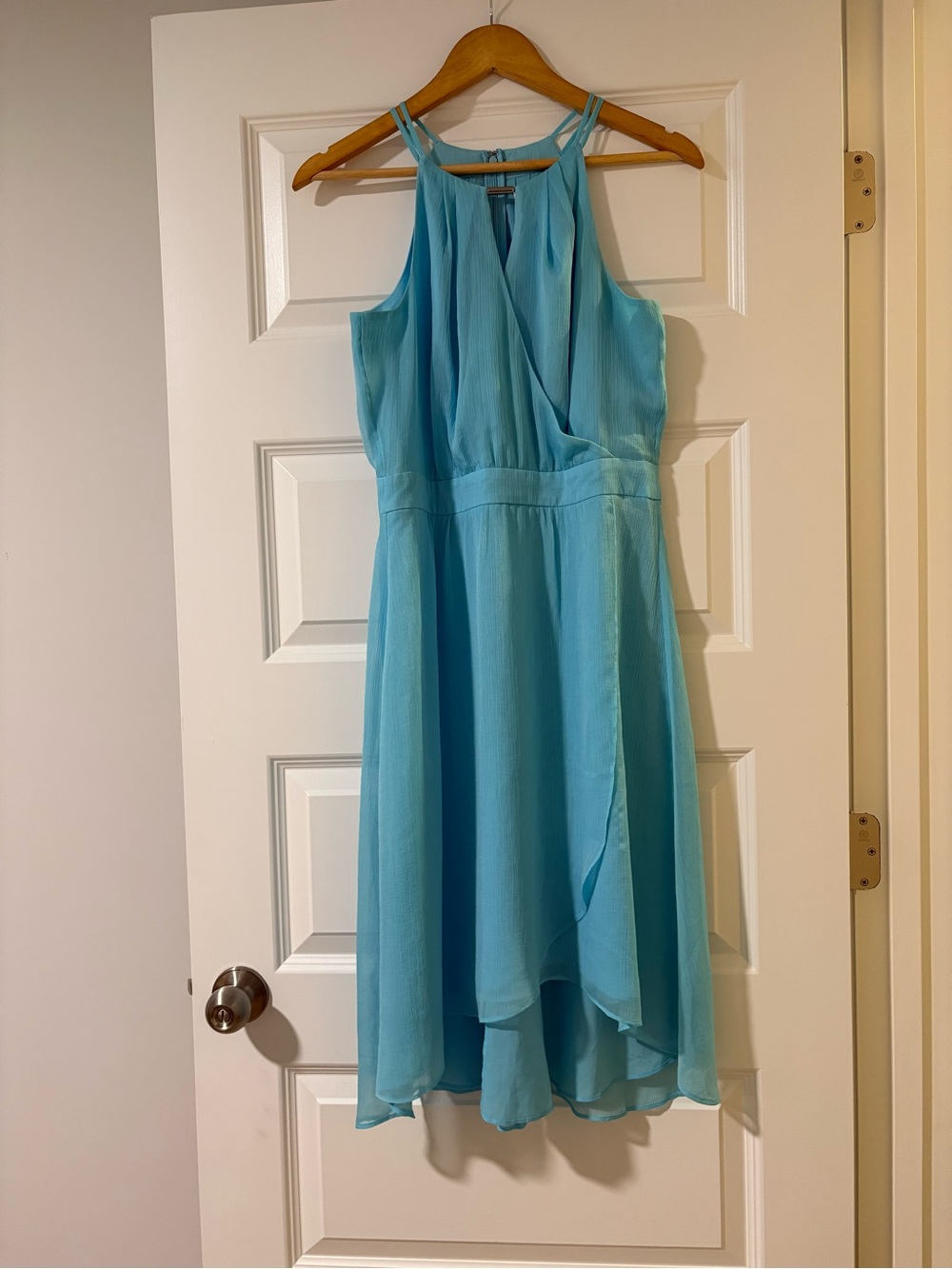 White House Black Market Blue Dress Size 6 High Low Cocktail Wedding Guest